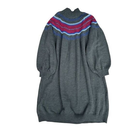 Lane Bryant Turtleneck Fair Isle Sweater Dress Gray Pink Aztec Plus Size 26/28 - Picture 3 of 12